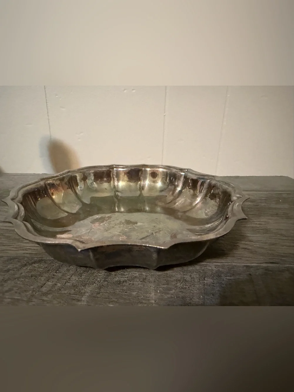 Vintage Silver-Tone Decorative Serving Bowl